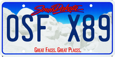 SD license plate 0SFX89