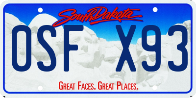 SD license plate 0SFX93