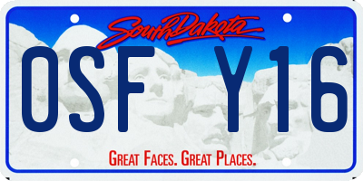 SD license plate 0SFY16