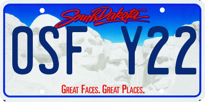 SD license plate 0SFY22
