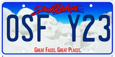 SD license plate 0SFY23