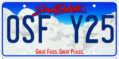 SD license plate 0SFY25