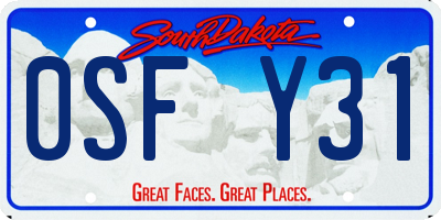 SD license plate 0SFY31