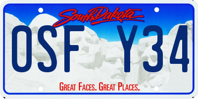 SD license plate 0SFY34