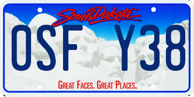 SD license plate 0SFY38