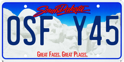 SD license plate 0SFY45