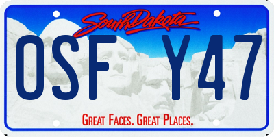 SD license plate 0SFY47