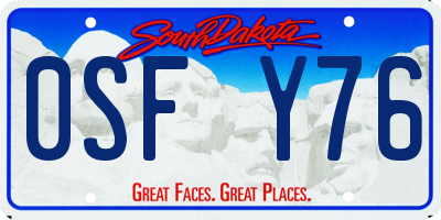 SD license plate 0SFY76