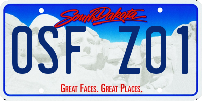 SD license plate 0SFZ01