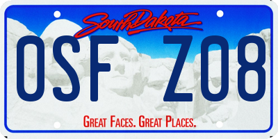 SD license plate 0SFZ08