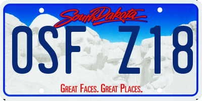 SD license plate 0SFZ18