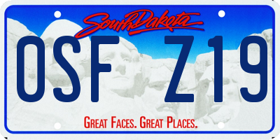 SD license plate 0SFZ19
