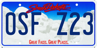 SD license plate 0SFZ23