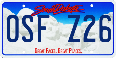 SD license plate 0SFZ26