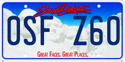 SD license plate 0SFZ60