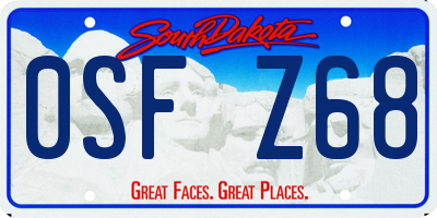SD license plate 0SFZ68