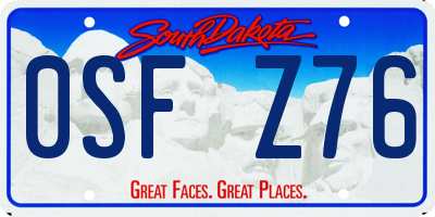 SD license plate 0SFZ76