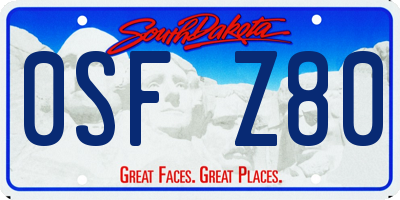 SD license plate 0SFZ80