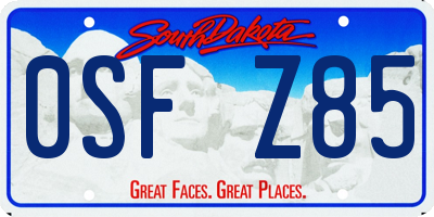 SD license plate 0SFZ85