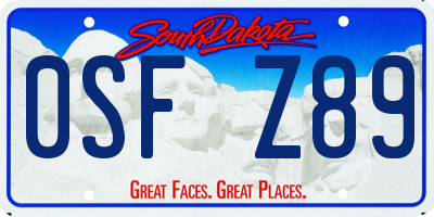 SD license plate 0SFZ89