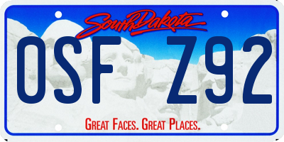 SD license plate 0SFZ92