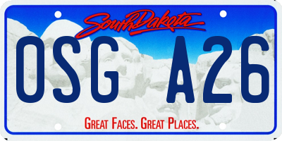 SD license plate 0SGA26