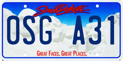 SD license plate 0SGA31