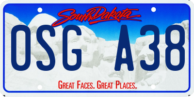 SD license plate 0SGA38