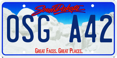 SD license plate 0SGA42