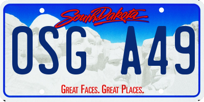 SD license plate 0SGA49