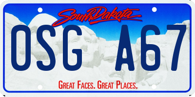 SD license plate 0SGA67