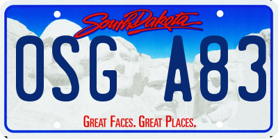 SD license plate 0SGA83