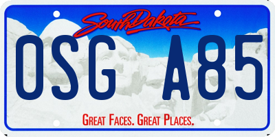 SD license plate 0SGA85