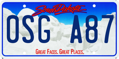 SD license plate 0SGA87