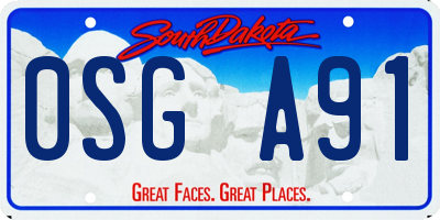 SD license plate 0SGA91
