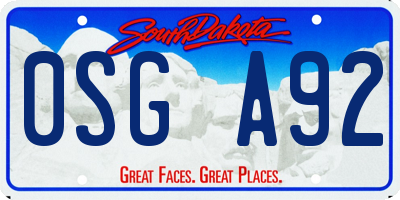 SD license plate 0SGA92