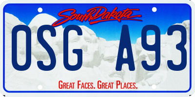 SD license plate 0SGA93