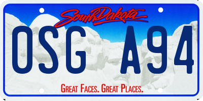 SD license plate 0SGA94