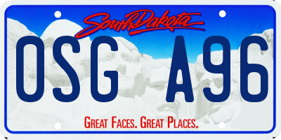 SD license plate 0SGA96