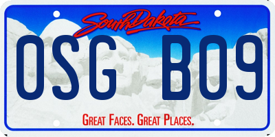 SD license plate 0SGB09