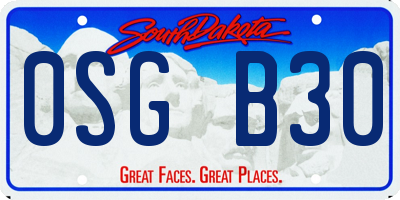 SD license plate 0SGB30