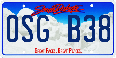 SD license plate 0SGB38