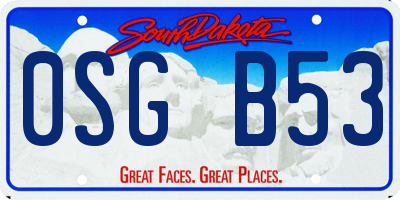 SD license plate 0SGB53