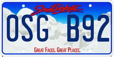 SD license plate 0SGB92