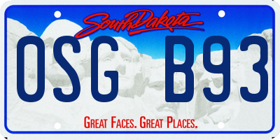 SD license plate 0SGB93