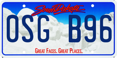SD license plate 0SGB96