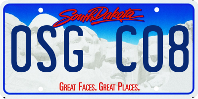 SD license plate 0SGC08