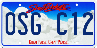 SD license plate 0SGC12