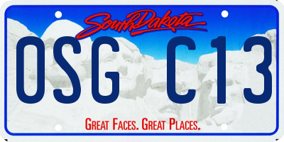 SD license plate 0SGC13