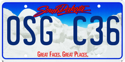 SD license plate 0SGC36